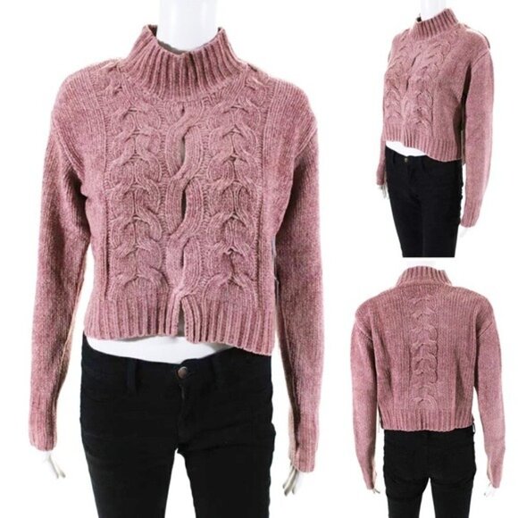 Cushnie sweater NWT Mock Turtle Neck Sweater Woodrose Pink S new - Picture 2 of 14